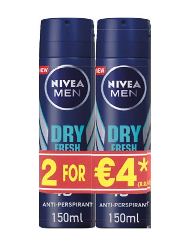 Nivea Men Dry Deodorant Twin Pack - 2 x 150ml