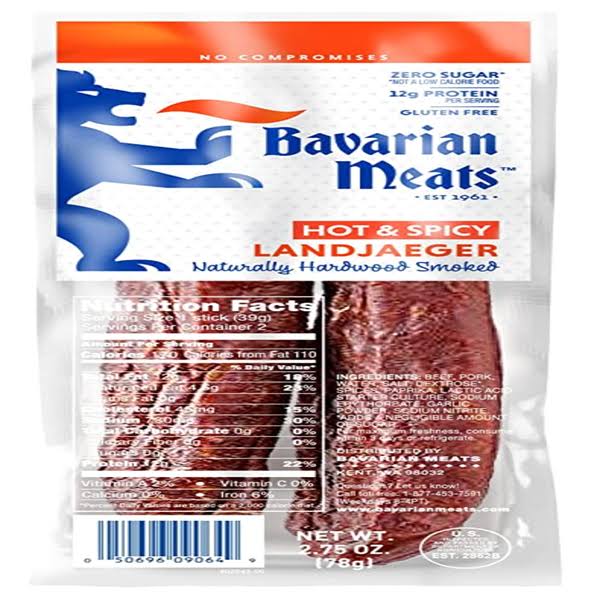 Bavarian Meats Hot & Spicy Hardwood Smoked Landjaeger - 2.75 oz