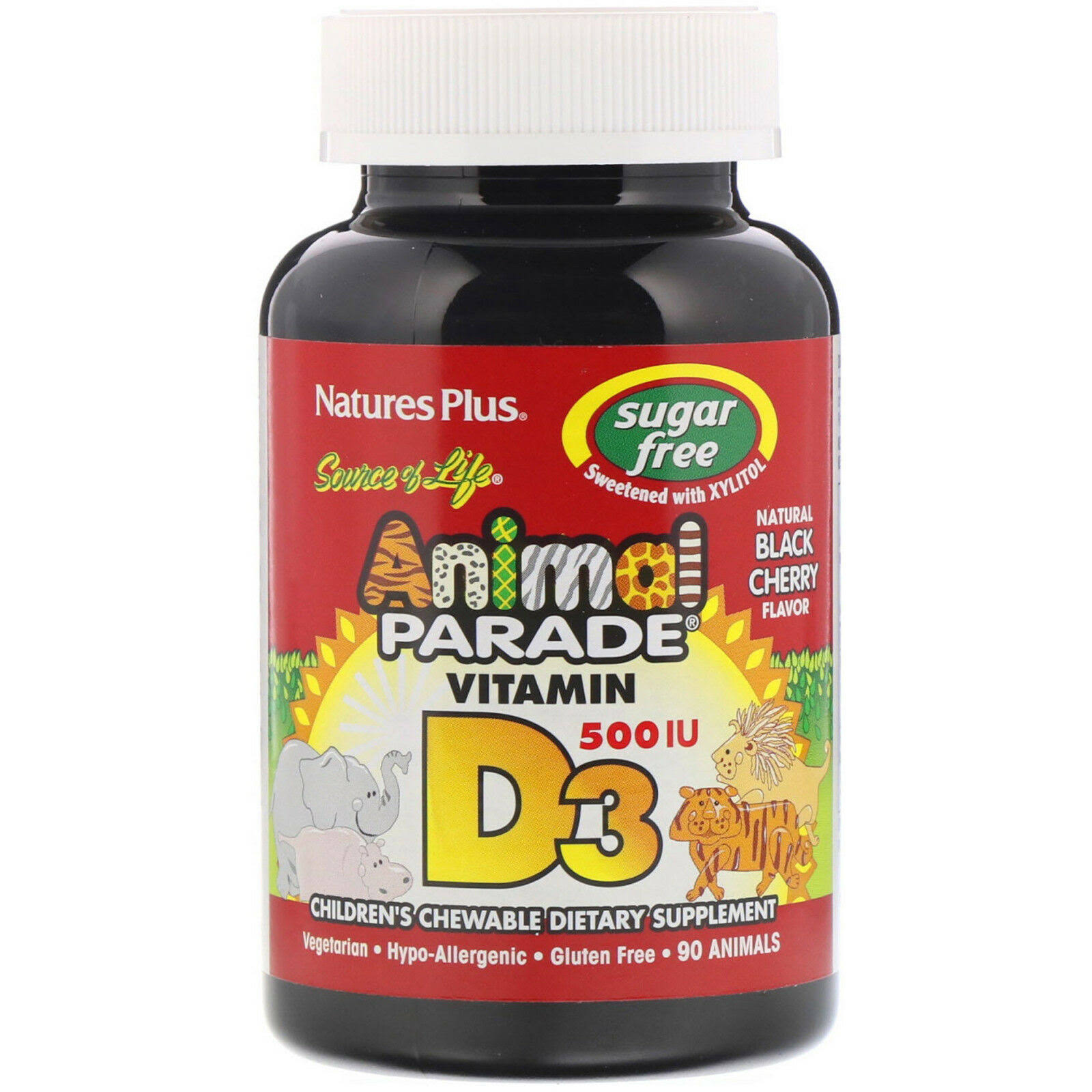 Nature's Plus Animal Parade Sugar-Free Vitamin D3 - Black Cherry