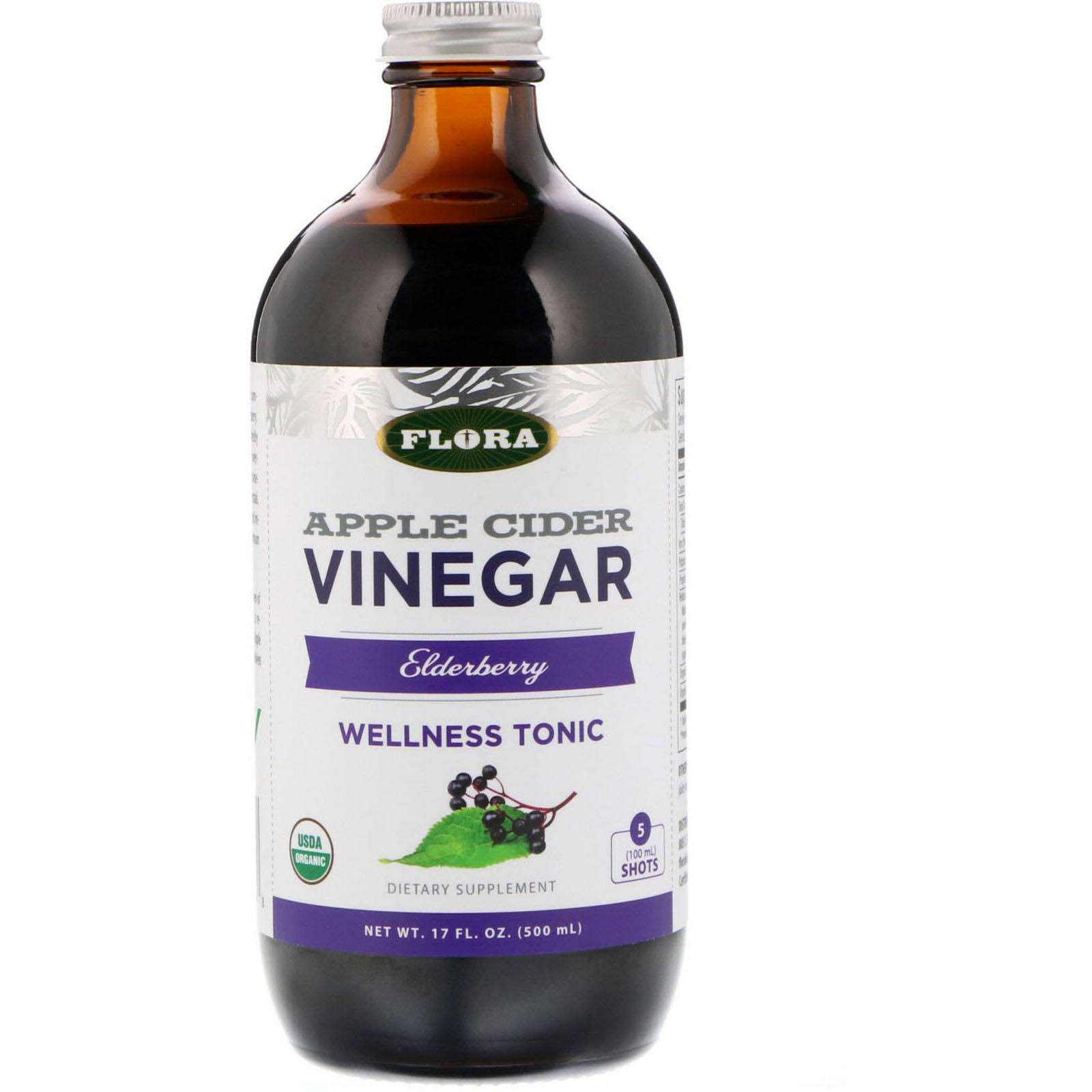 Flora Apple Cider Vinegar - Wellness Tonic Elderberry 17 fl.oz
