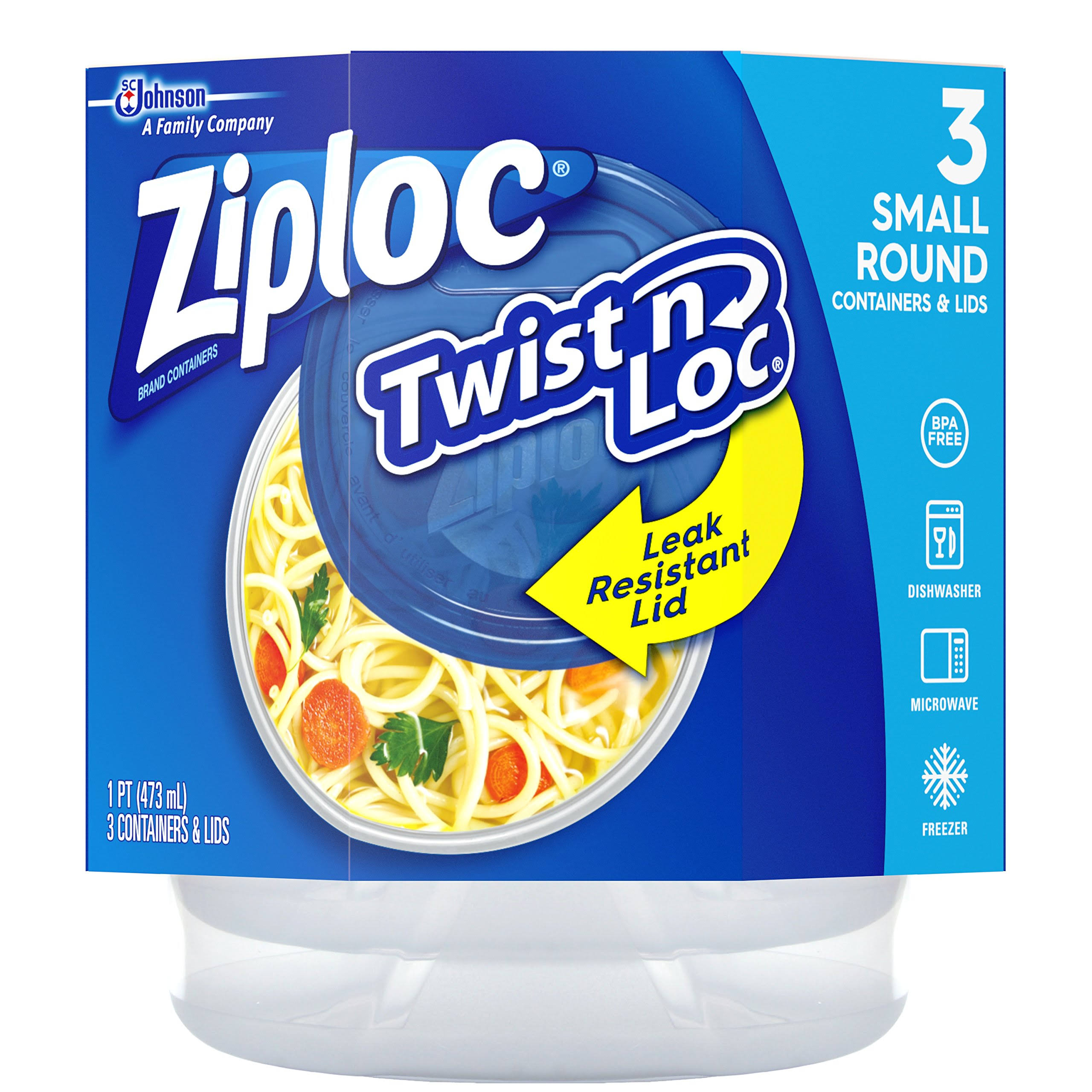 Ziploc Twist N Loc Small Round Containers & Lids - 3 Pack