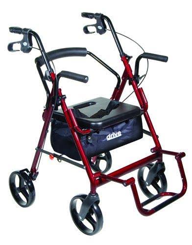 Drive Medical Duet Dual Function Transport Wheelchair Walker Rollator - Blue