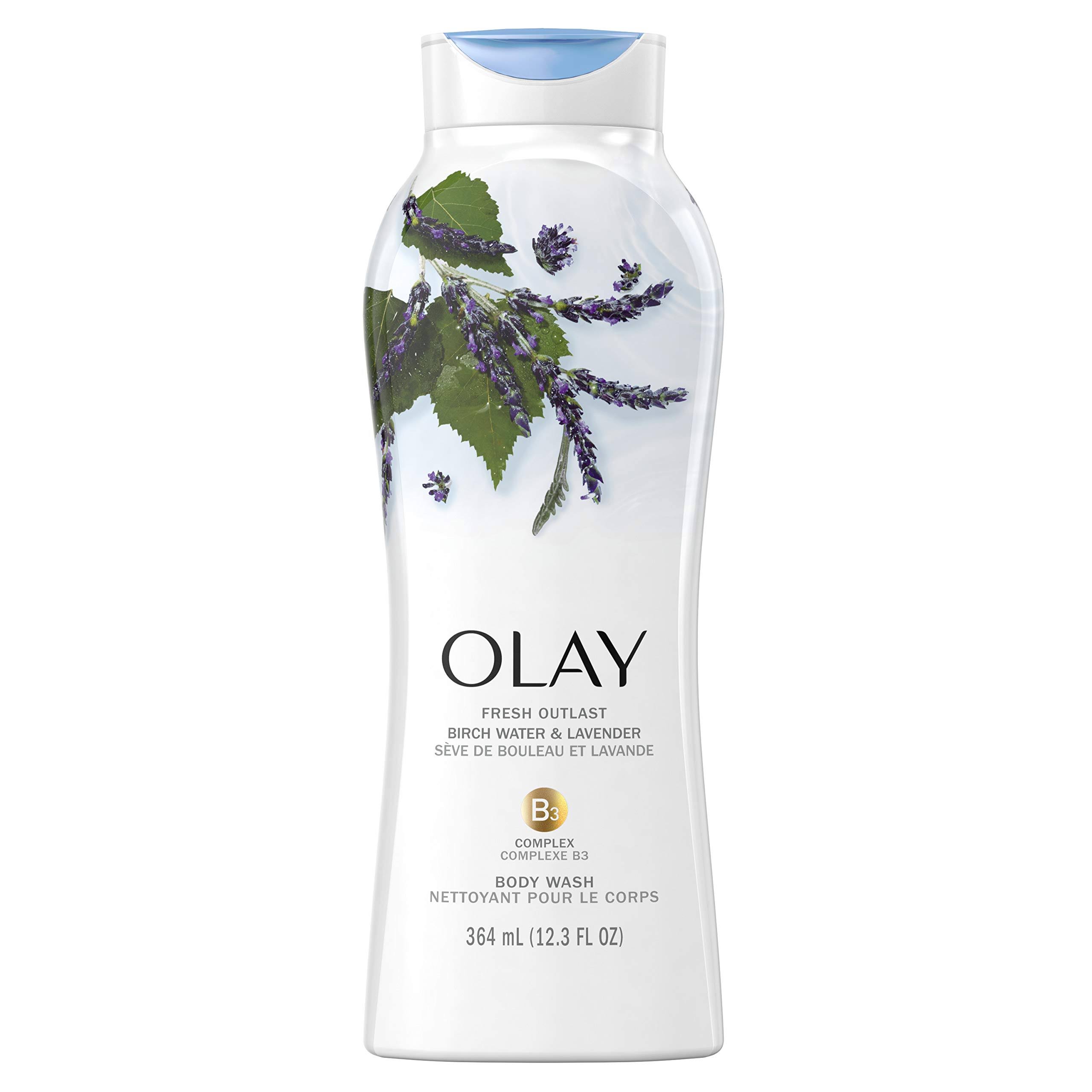 Olay Fresh Outlast Body Wash, Birch Water & Lavender, 12.3 fl oz