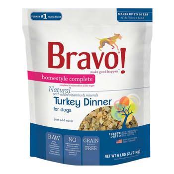 Bravo Homestyle Freeze Dried Dog Food - Turkey Dinner, 2lbs