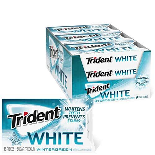 Trident White Gum - Wintergreen, Sugar Free, 16 Pieces