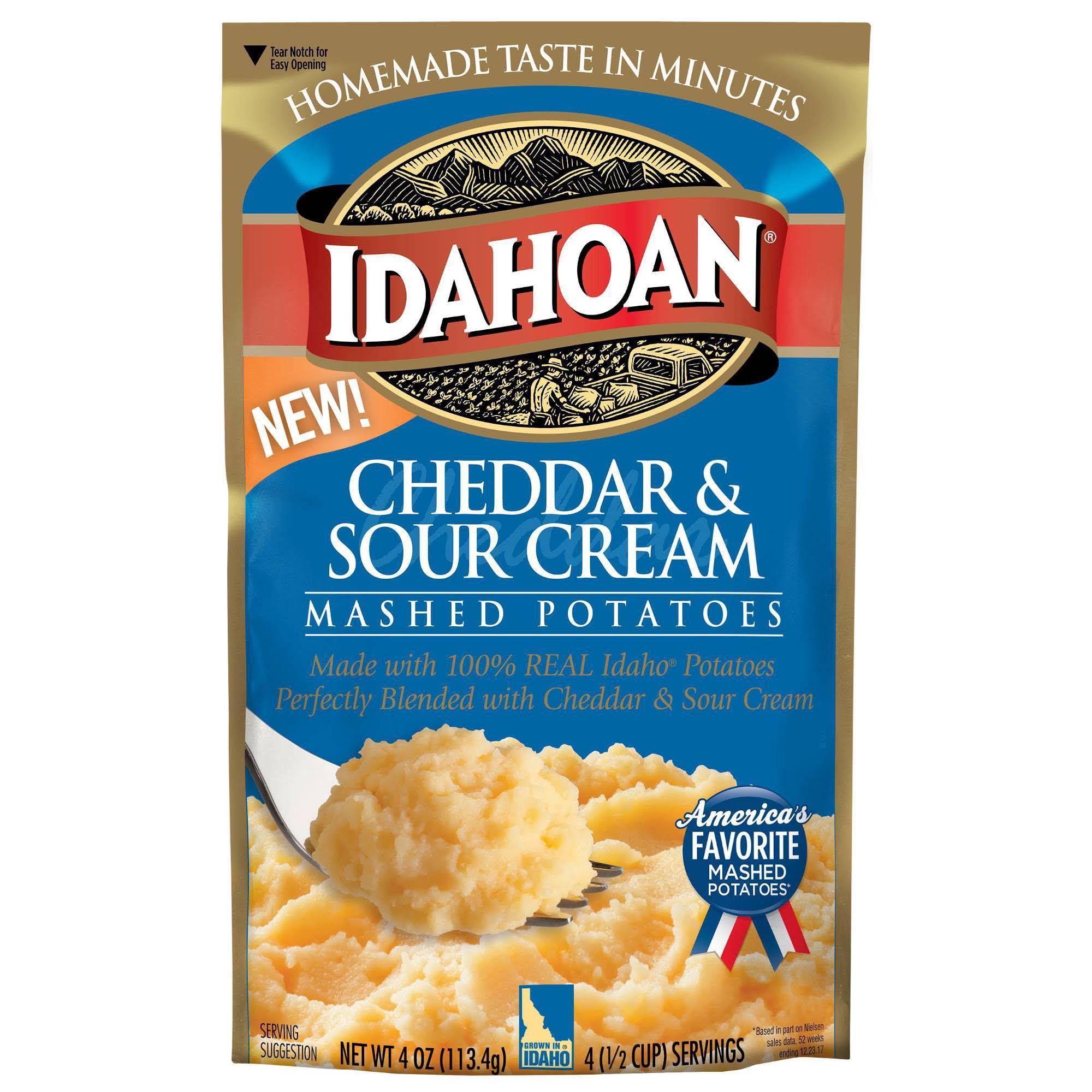 Idahoan Mashed Potatoes, Cheddar & Sour Cream - 4 oz