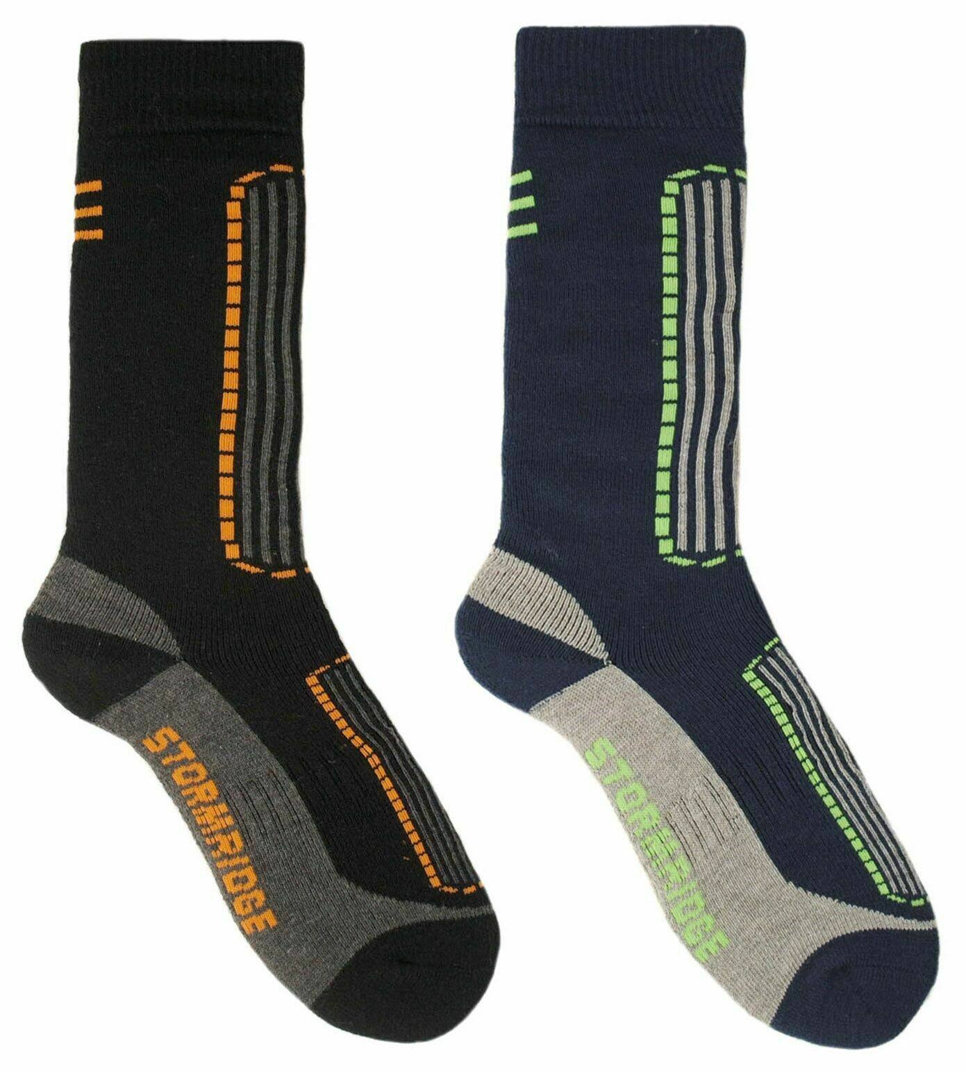 Mens Ski Socks UK 7-11 Black & Blue Storm Ridge Socks Pack of 2