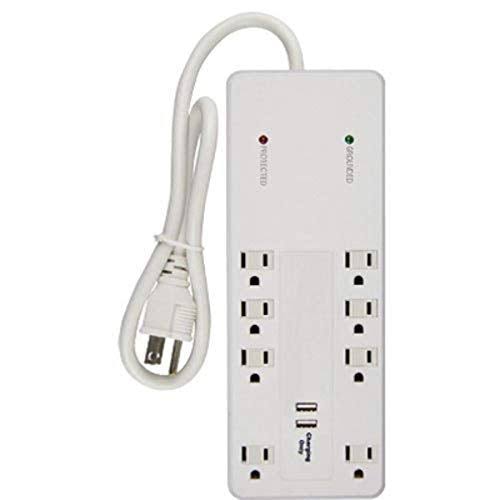 Master Electrician PS-823F-2A Surge Protector - White, 8 Outlet