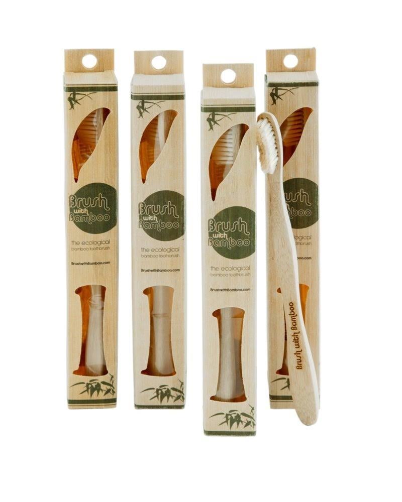 Brush with Bamboo Ecological Bamboo Toothbrush - 4 Pack