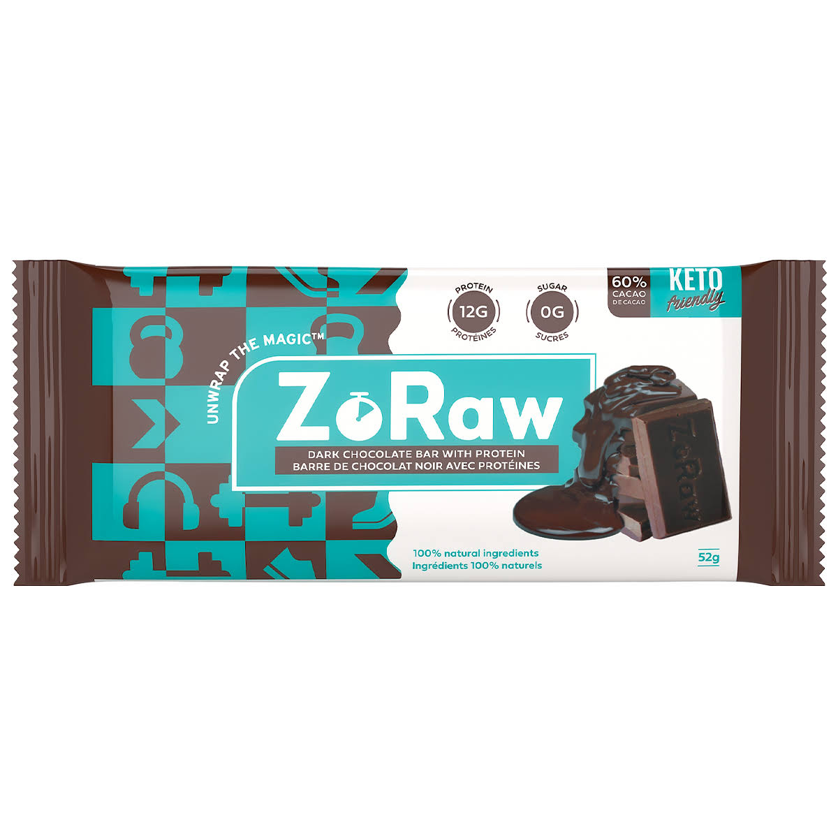 ZoRaw Dark Chocolate Bar with Protein - 52 g