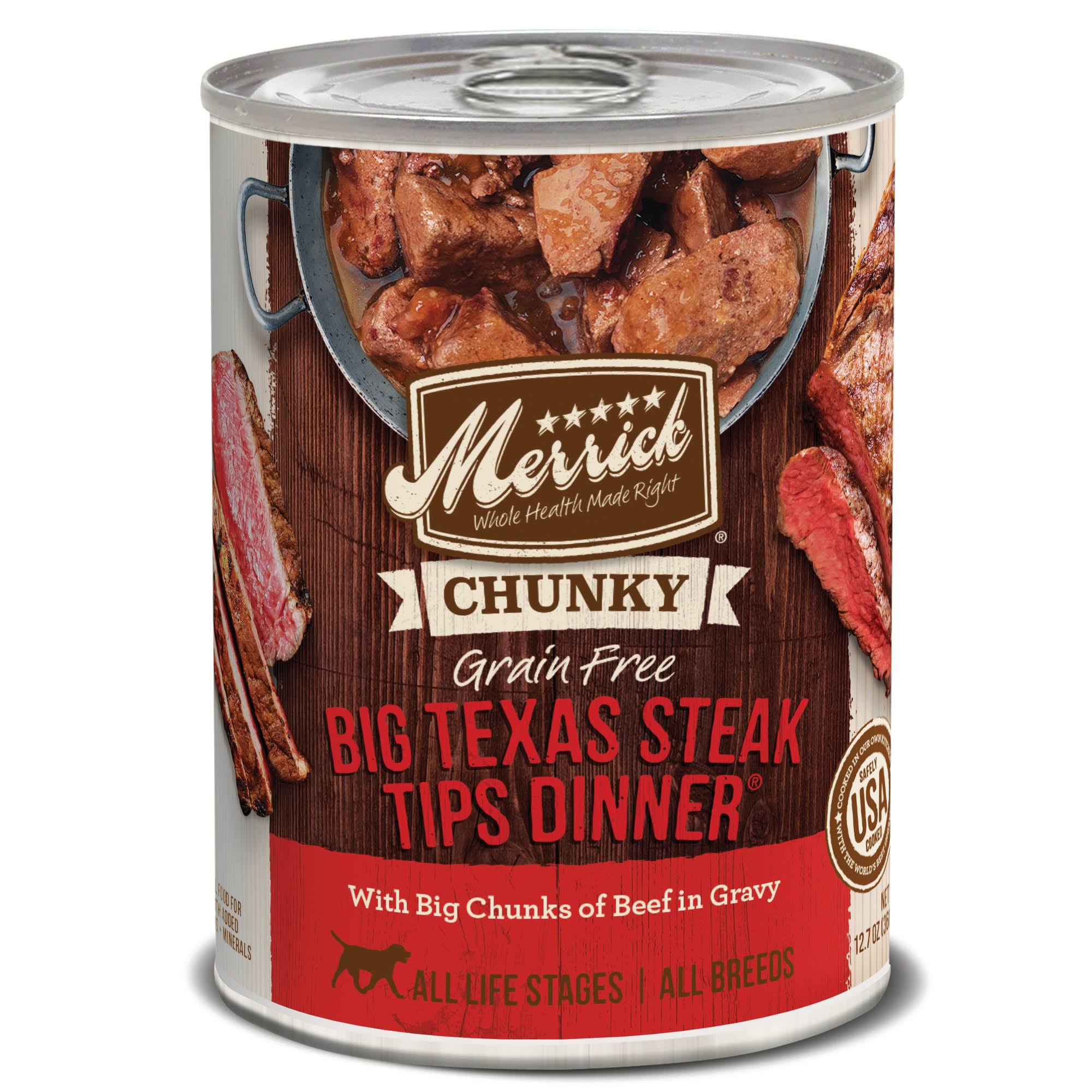 Merrick Chunky Big Texas Steak Tips Dinner Canned Dog Food - 12.7oz