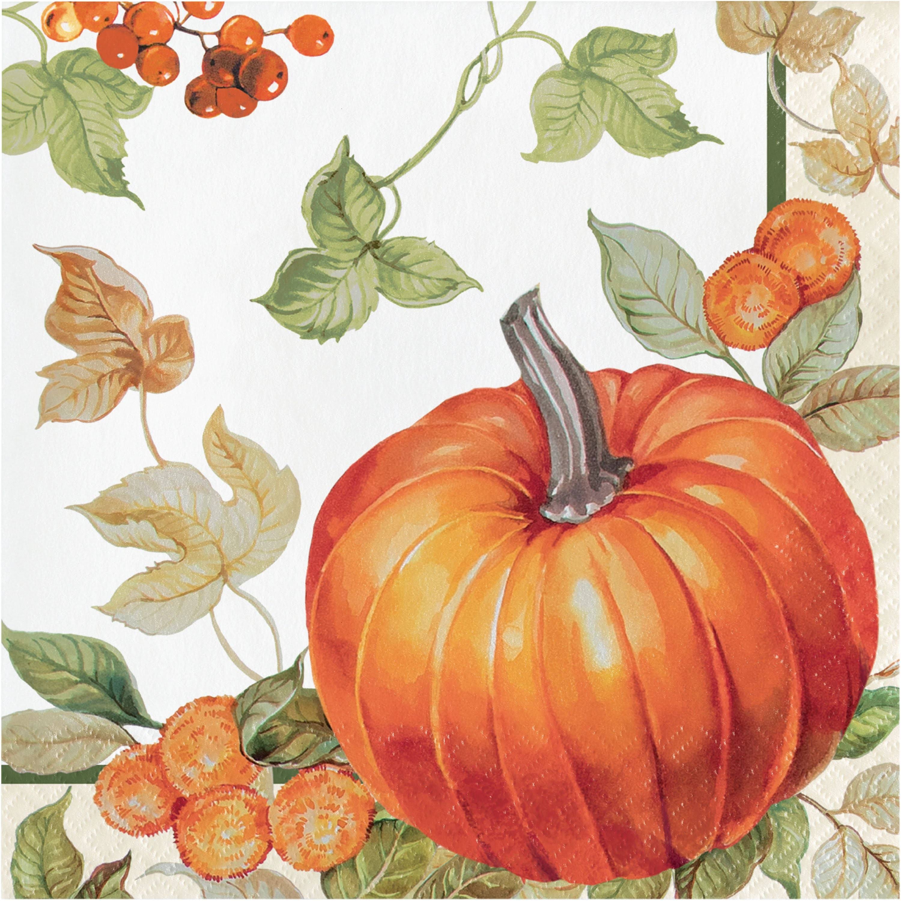 16 x Thanksgiving Autumn Pumpkin Harvest Paper Party Napkins Serviettes