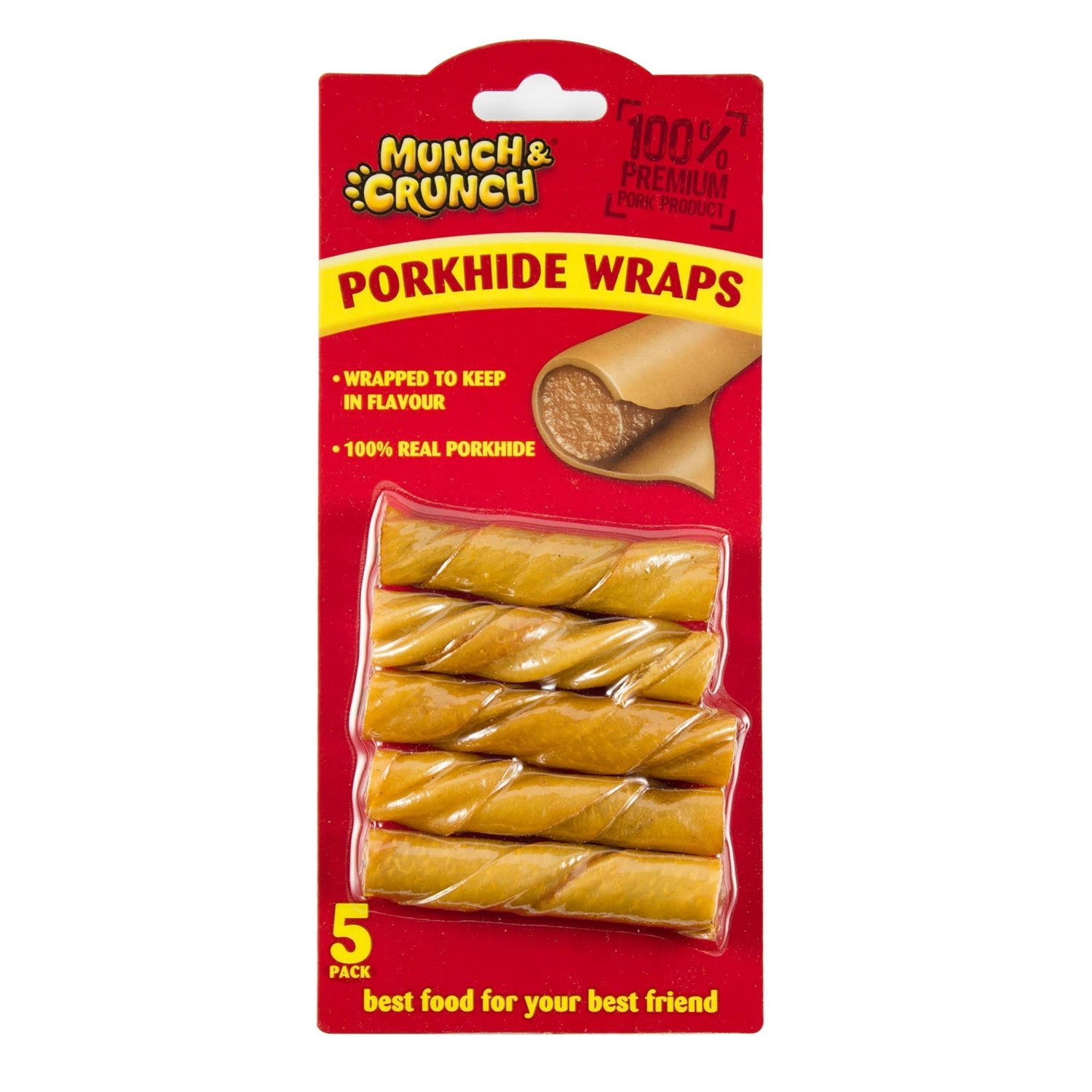 Munch & Crunch Porkhide Wraps Dog Chews/Treats - x5 
