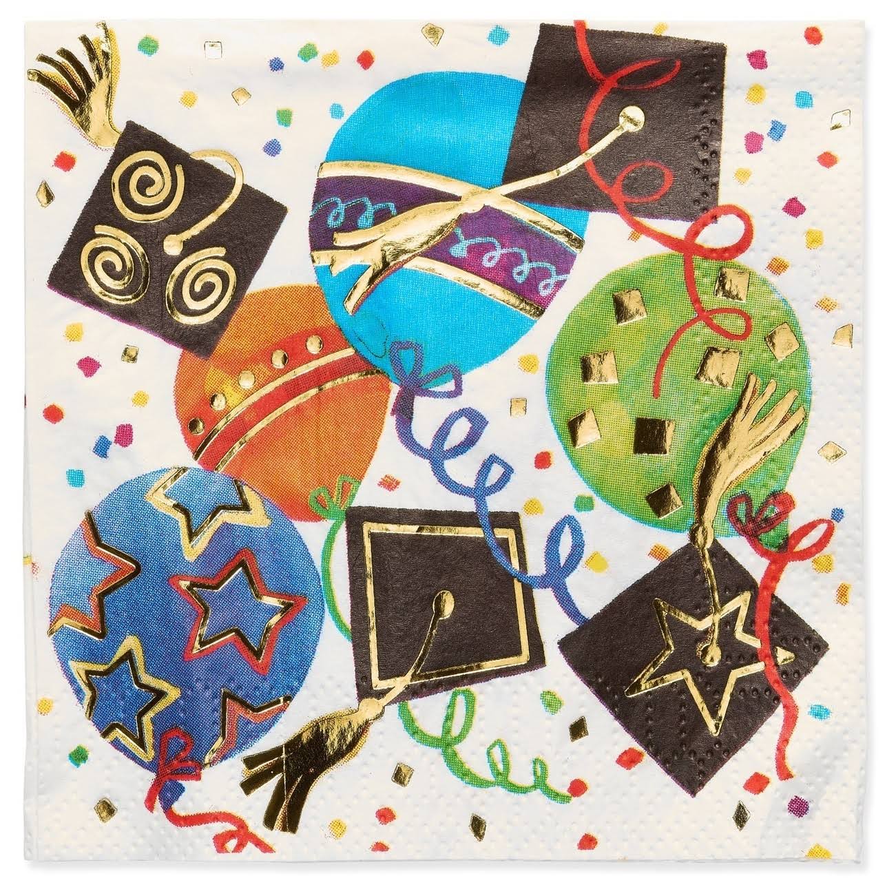 Papyrus Graduation Balloons and Icons Beverage Napkins - 20ct