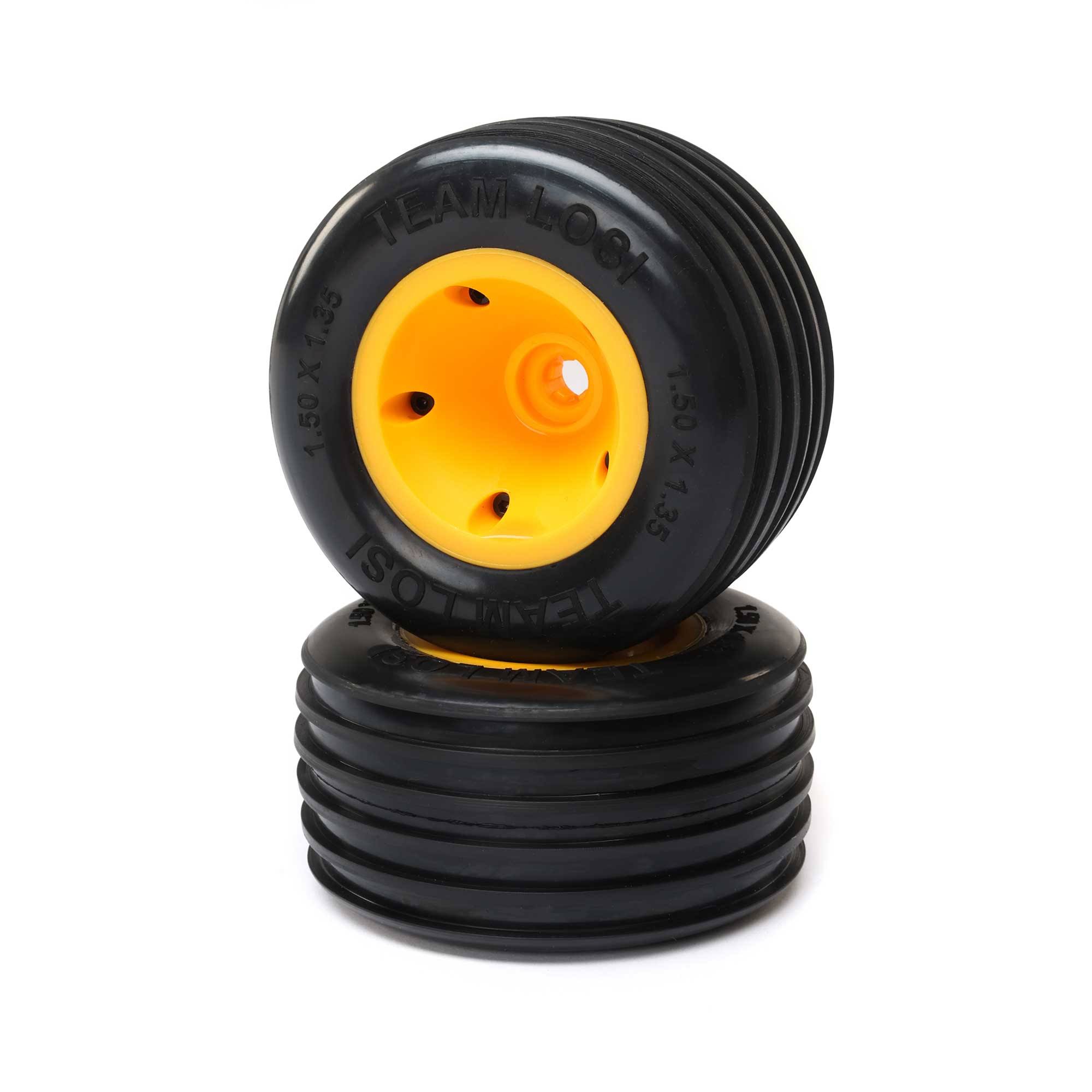 Losi Rib Front Tire, Mounted, Orange(2): Mini JRXT LOS41029
