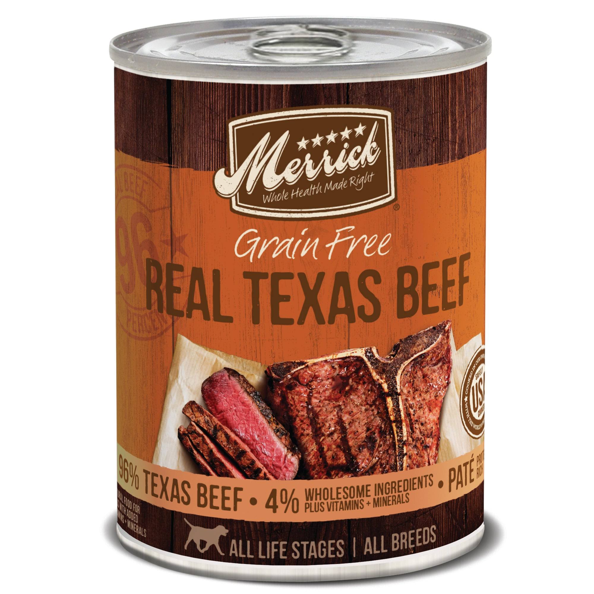 Merrick Grain-Free Real Texas Beef Canned Dog Food, 12.7-oz