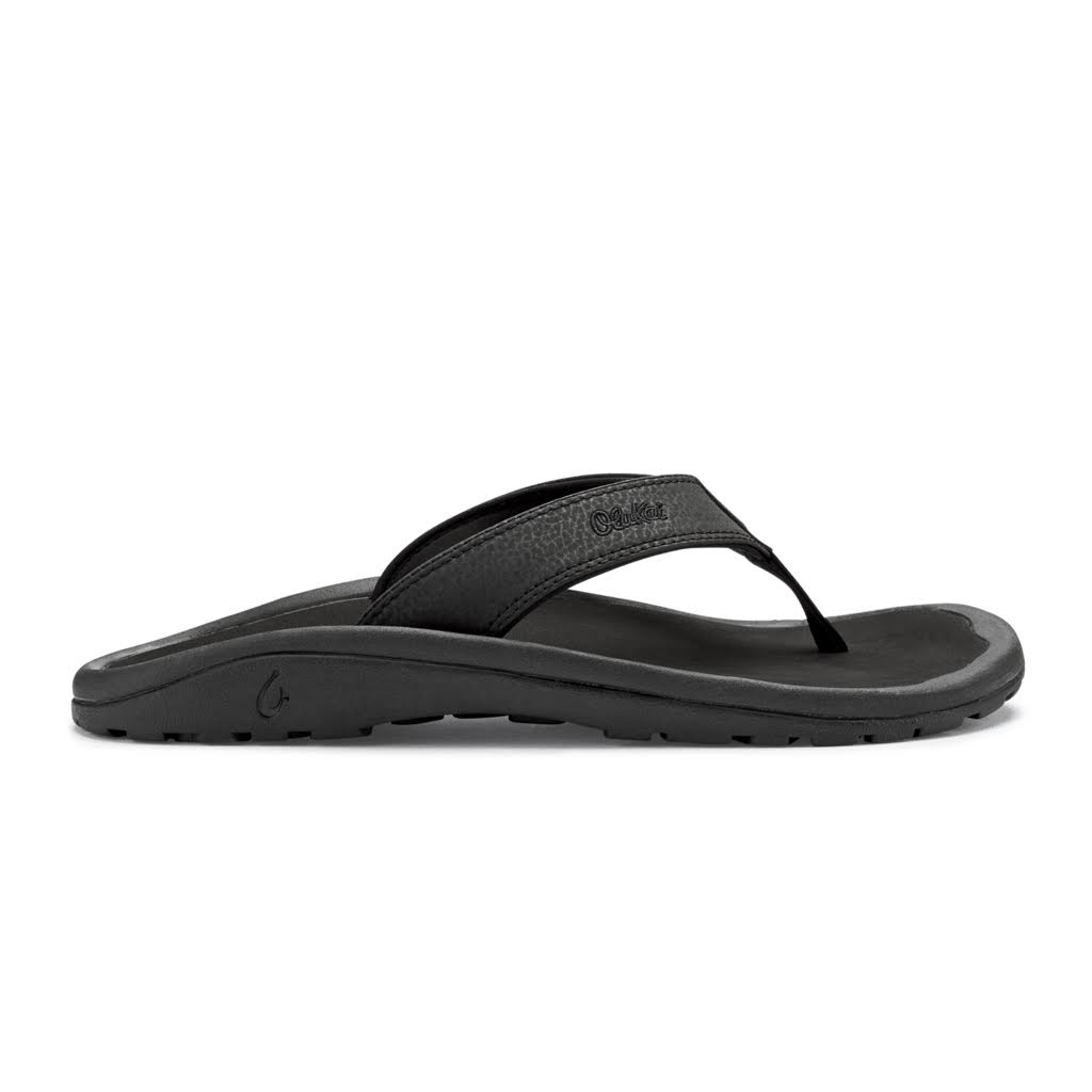 OluKai Men's Sandals Ohana Flip Flops - Black, 11 USM