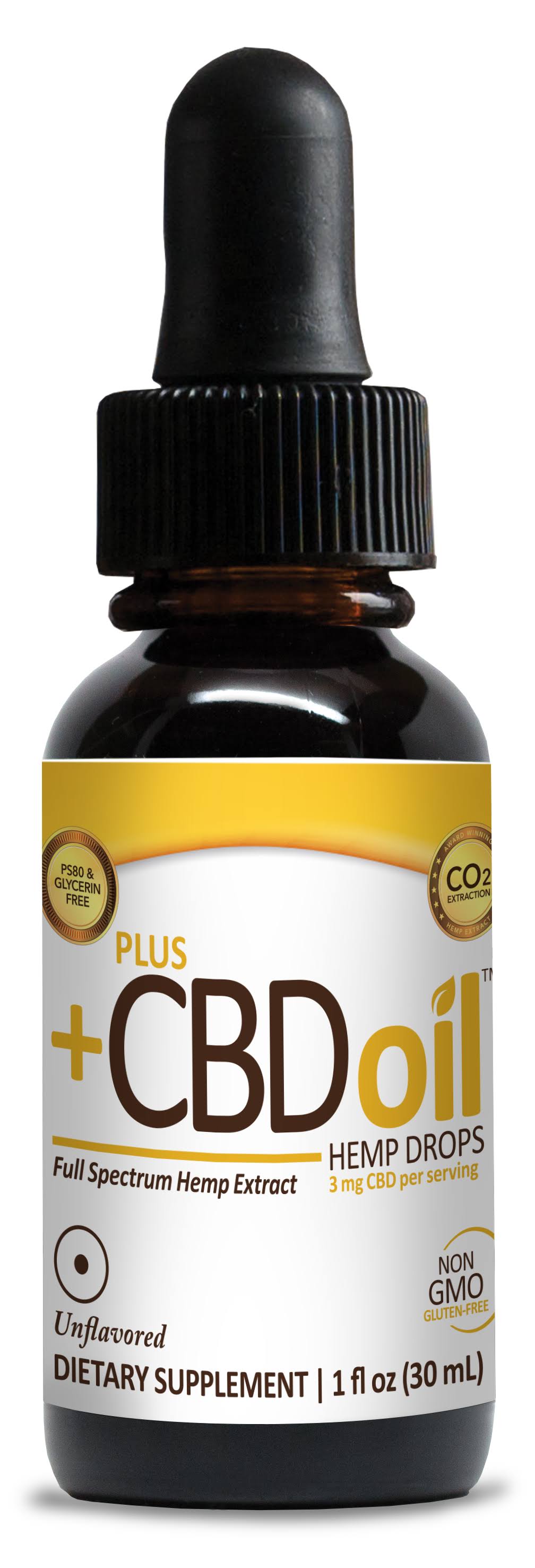 Plus +CBD Oil Gold Formula Drops - Unflavored, 1 fl oz
