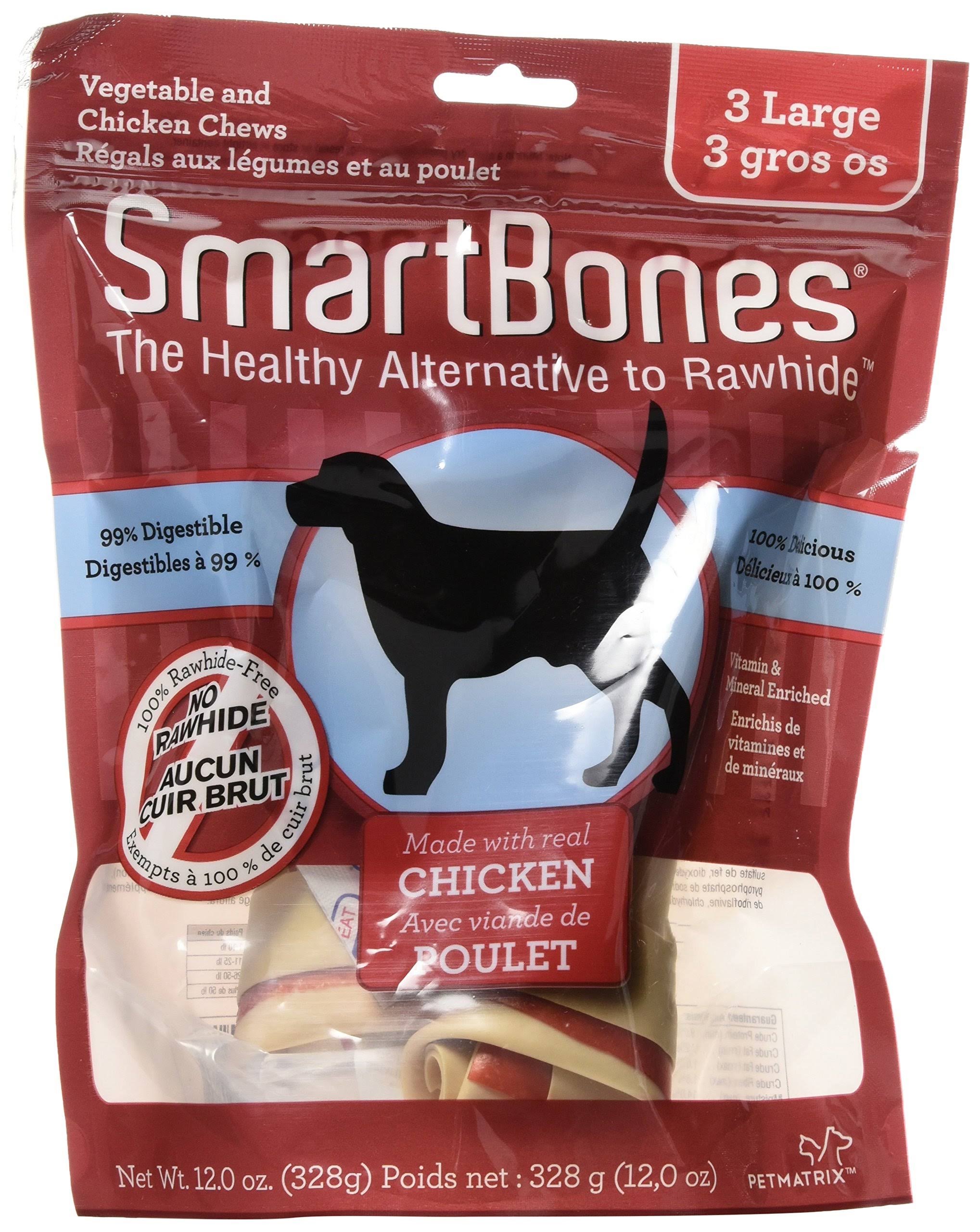 Smartbones Bones Dog Chew - Vegetable And Chicken, Large, 3 Pack, 12oz