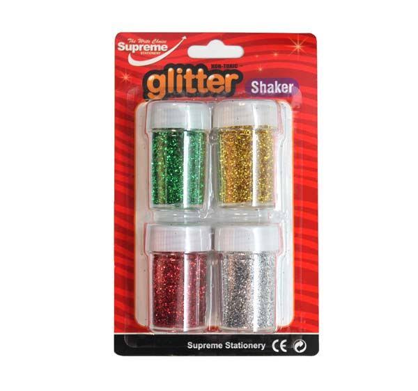 Supreme 4pk Carded 8grm Assorted Metallic Glitter Shaker