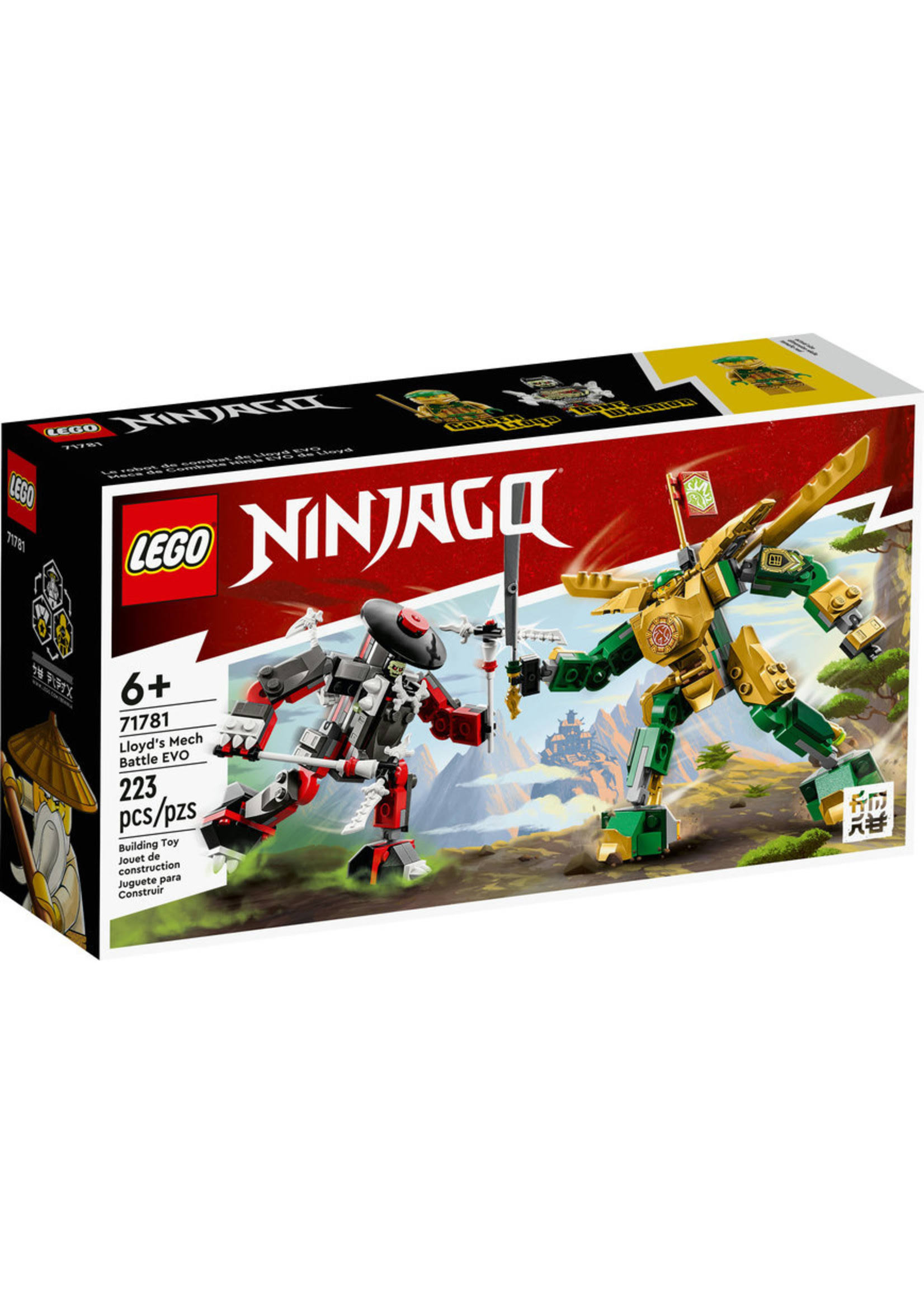 LEGO Ninjago Lloyd’s Mech Battle Evo 71781, 2 Action Figures Set with Upgradable Figure, Toy For Kids Ages 6 Plus with Bone Warrior and Golden Lloyd