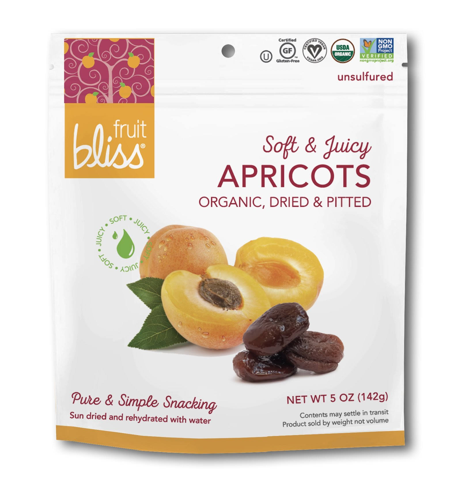Fruit Bliss Apricots, Organic, Dried & Pitted - 5 oz