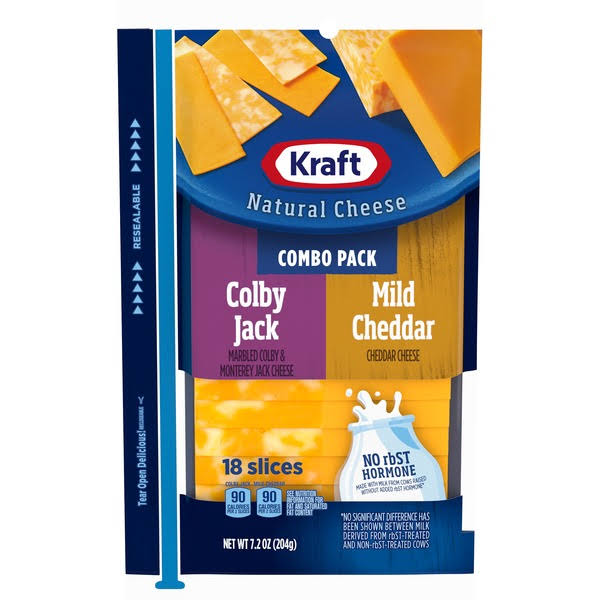 Kraft Natural Cheese, Colby Jack/Mild Cheddar, Combo Pack - 18 slices, 7.2 oz