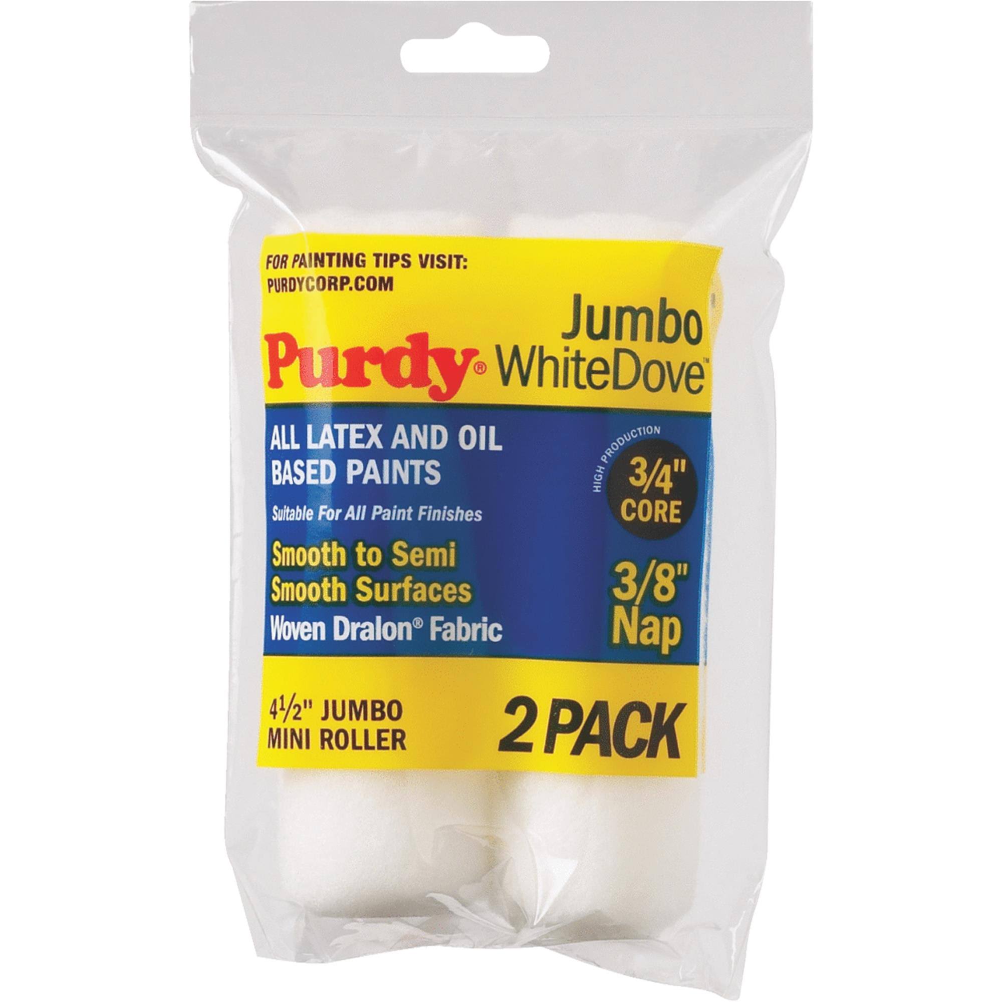 Purdy 140624012 4. 5 x 0. 100cm White Dove Jumbo Mini Roller Cover - 2 Pa CK