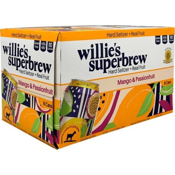 Willie's Superbrew Beer, Mango & Passionfruit - 6 pack, 12 fl oz cans