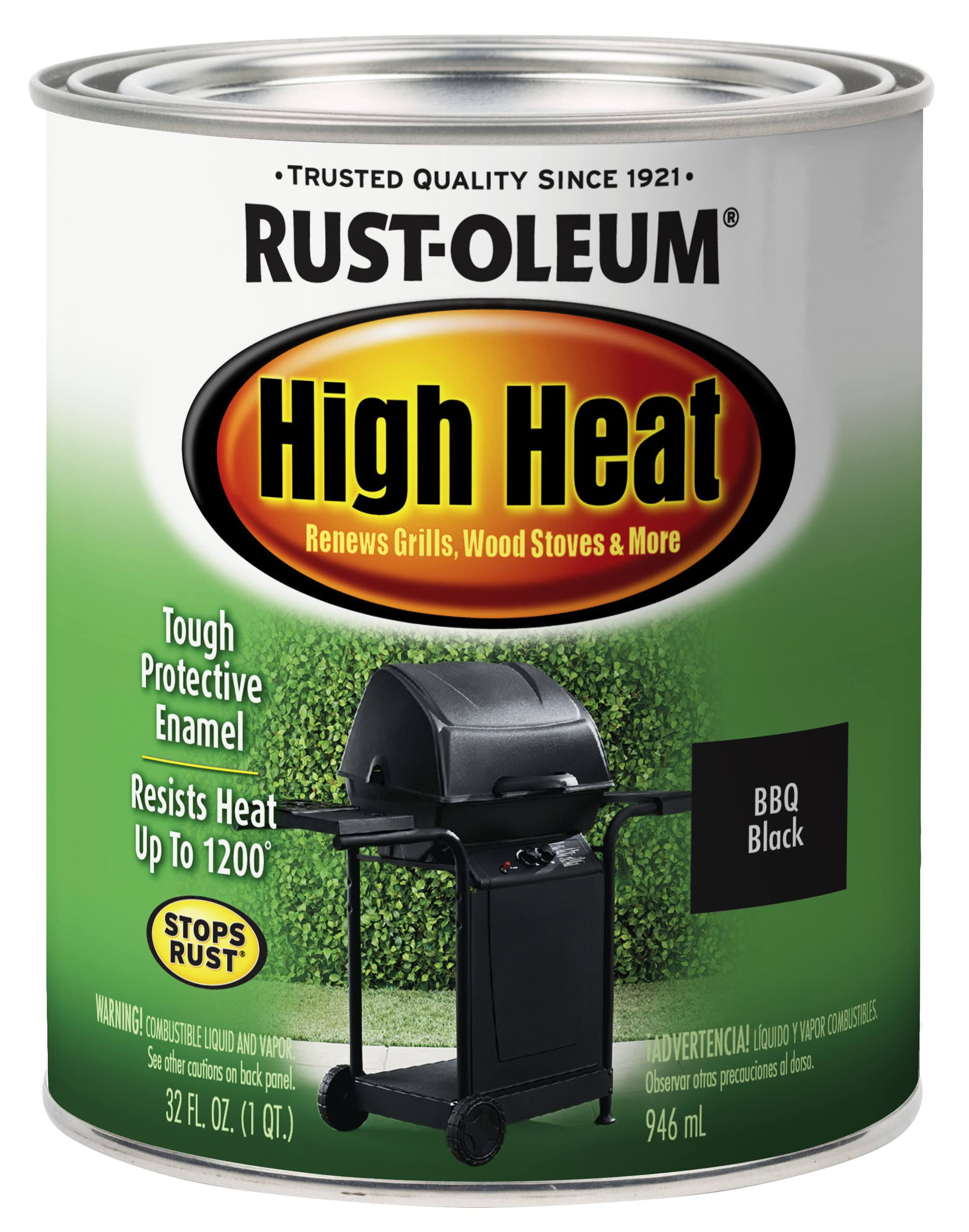 Rust Oleum 778502 Specialty High Heat Protective Enamel Paint - BBQ Black, 1qt