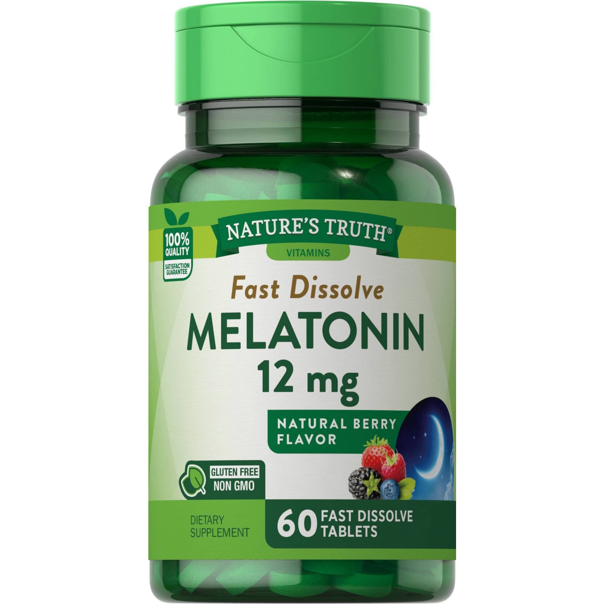 Nature's Truth Melatonin 12mg Dissolve Tablets - Natural Berry, x60