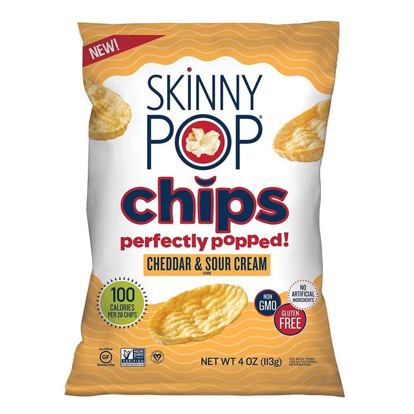 SkinnyPop Popped Chips Cheddar & Sour Cream -- 4 oz