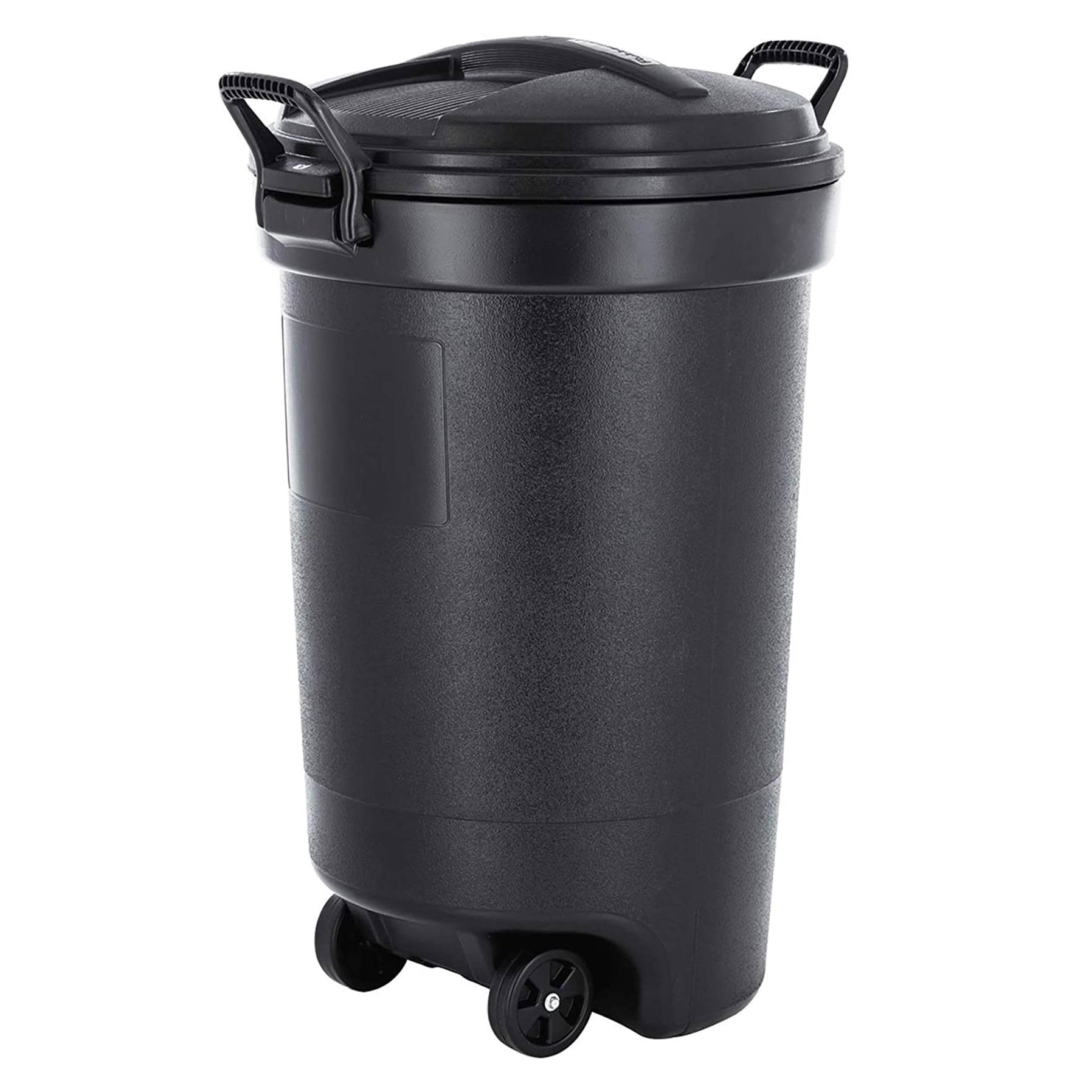 United Solutions Rubbermaid Wheeled Round Trash Can - Black, 32 Gallon
