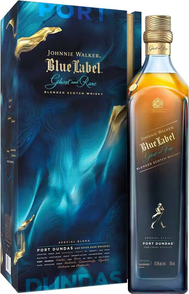 Johnnie Walker Blue Label Ghost and Rare Port Dundas Blended Scotch Whisky 750ml