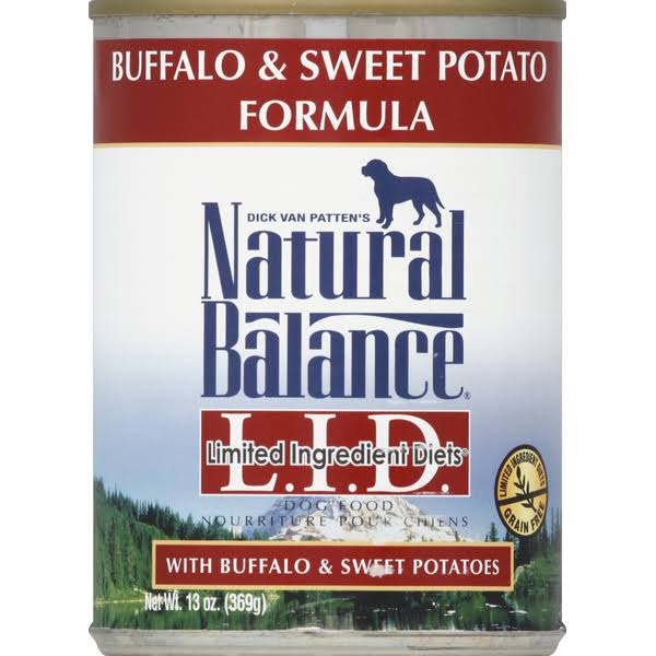 Natural Balance L.I.D. Limited Ingredient Diets Wet Dog Food, Buffalo & Sweet Potato Formula, 13 Ounce Can (Pack of 12)