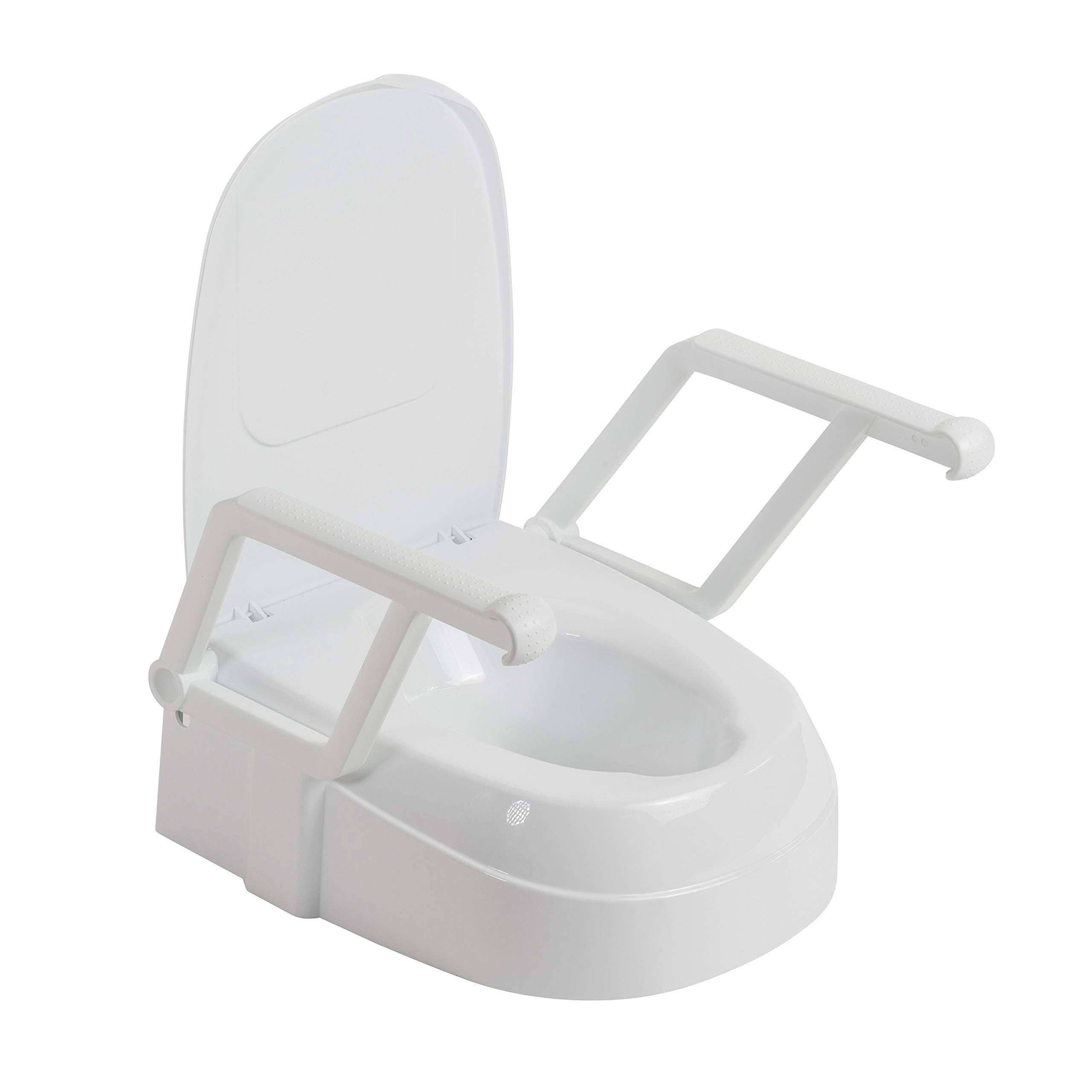 Drive Medical PreserveTech Universal Raised Toilet Seat with Pivoting Armrests