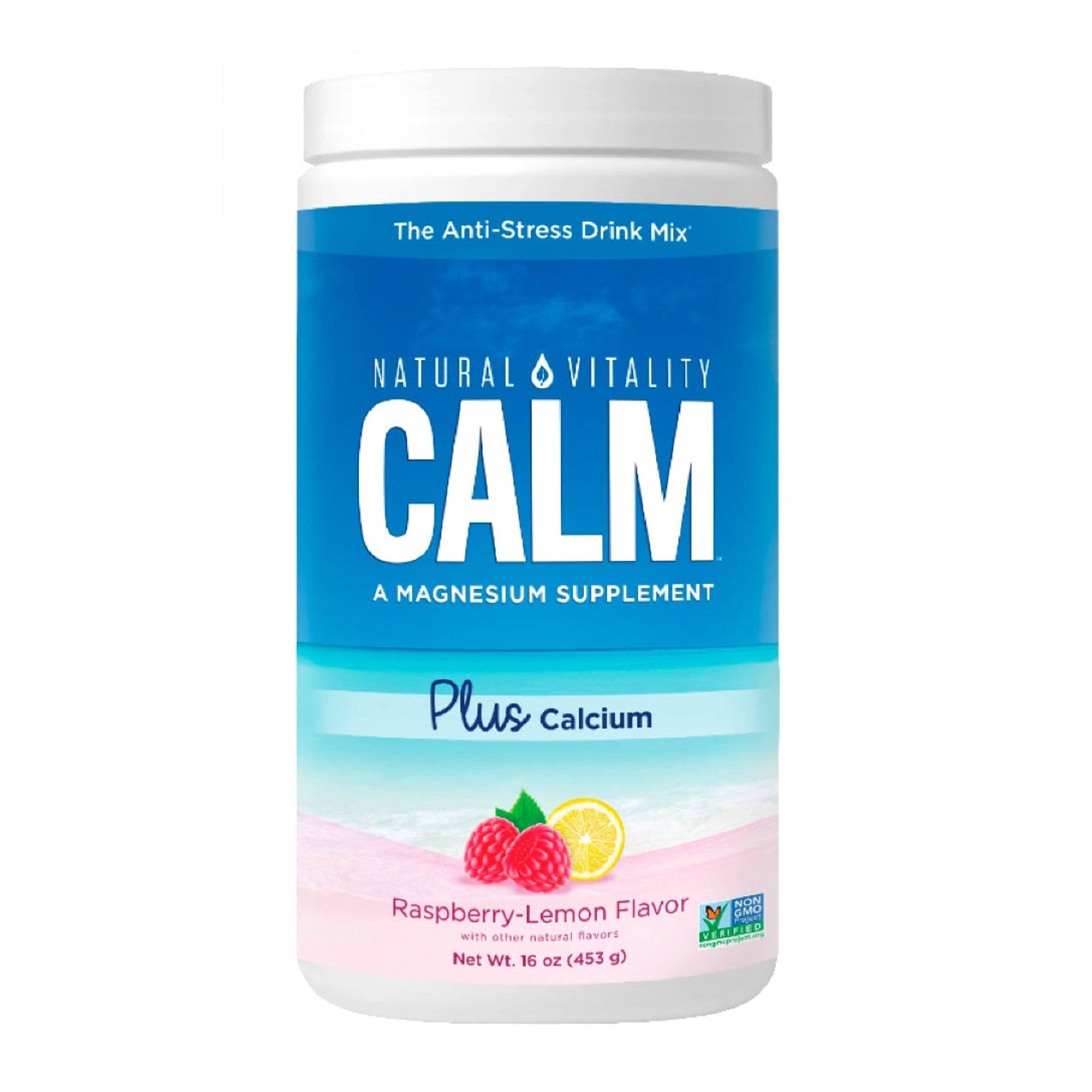 Natural Vitality Natural Calm plus Magnesium Calcium Drink Supplement - Raspberry Lemon, 16oz
