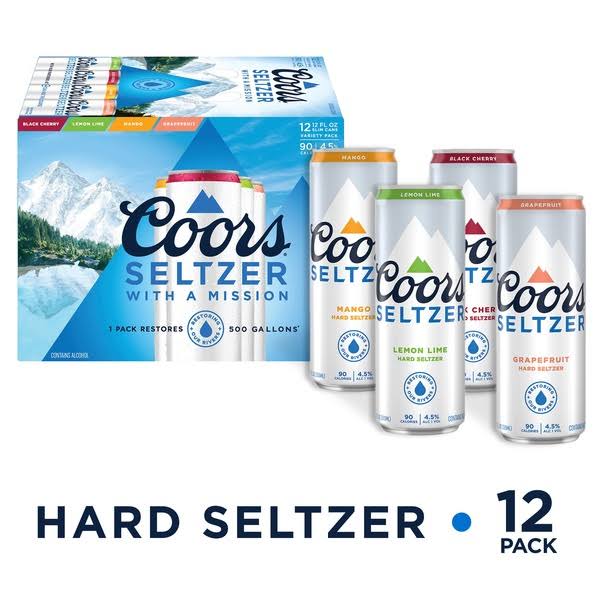 Coors Seltzer, Variety Pack - 12 pack, 12 fl oz slim cans