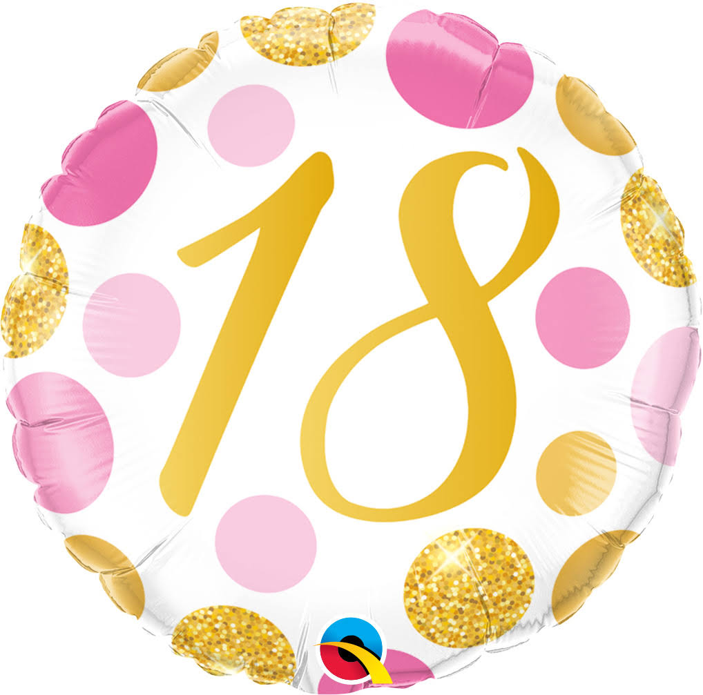 18" Pink/Gold Dots 18 Balloon