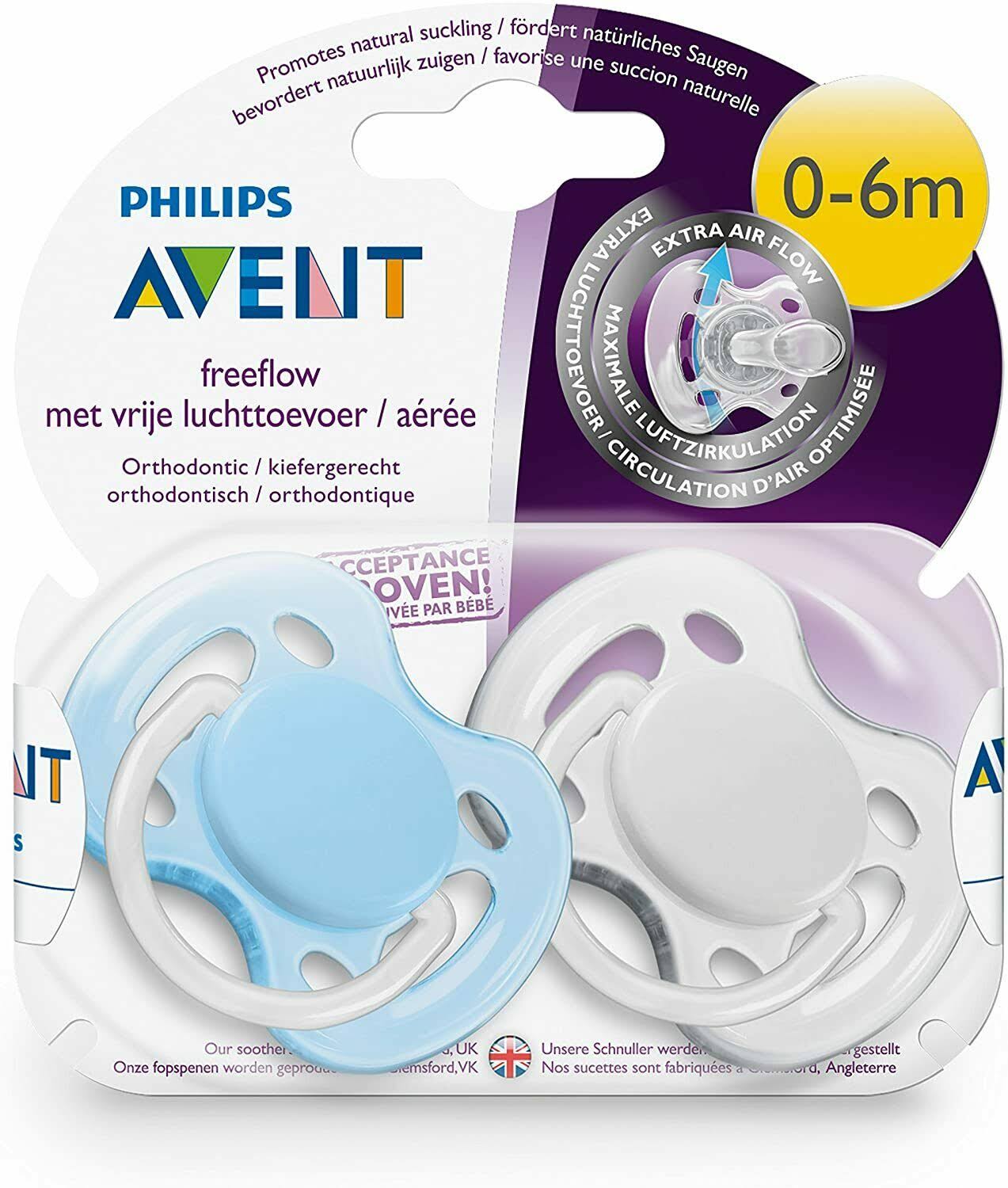 Philips Avent Silicone Translucent Soothers - 0-6 months, 2 pack