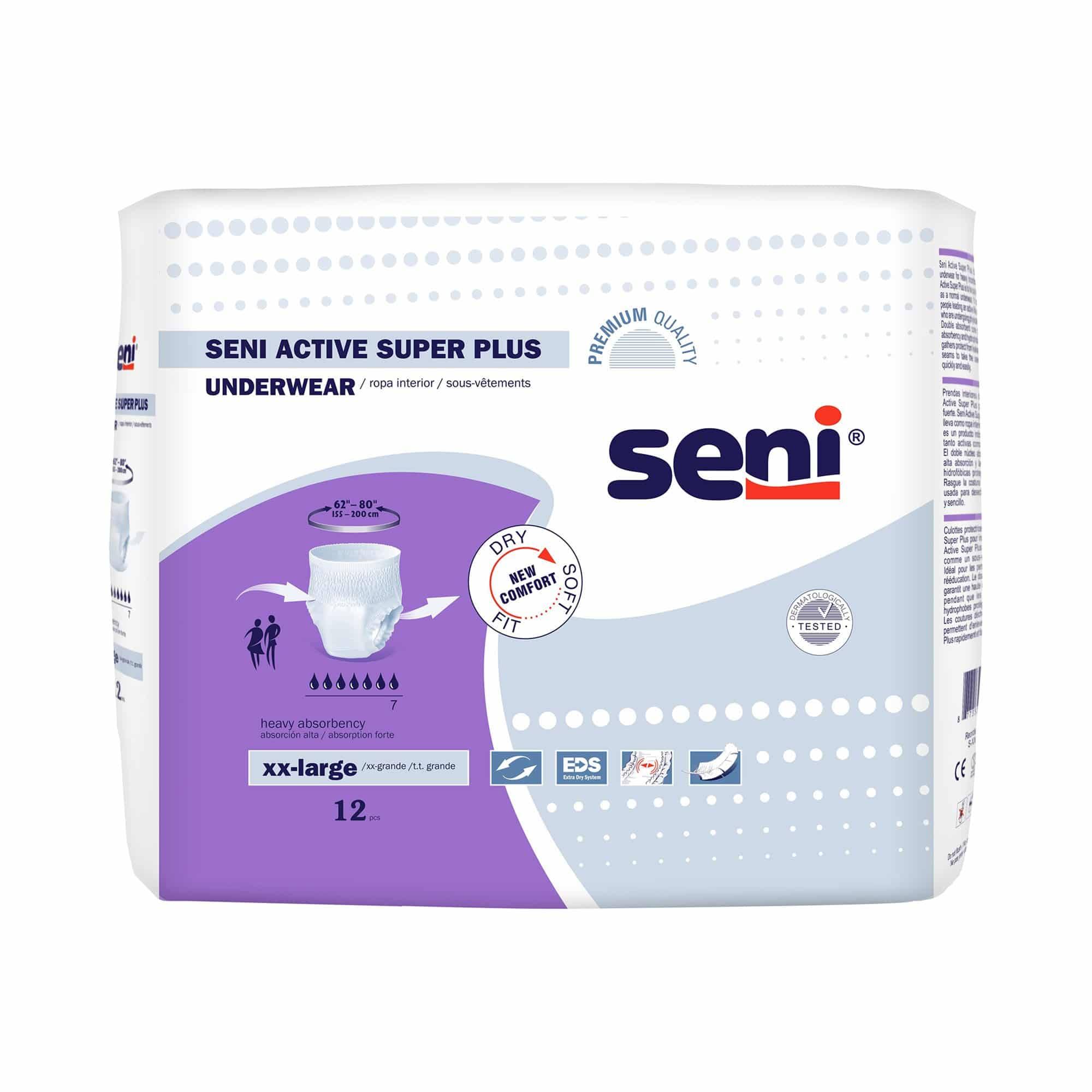 SENI S-XX12-AP1 Active Super Plus Underwear-Heavy-2XL-12/Pack