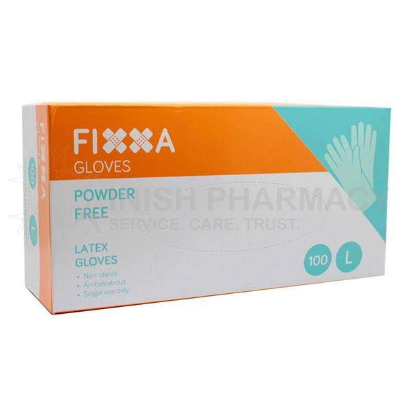 FIXXA Powder Free Latex Gloves Medium - 100 Pack