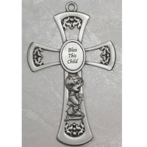 McVan Pewter Cross With Baby Boy - 6"