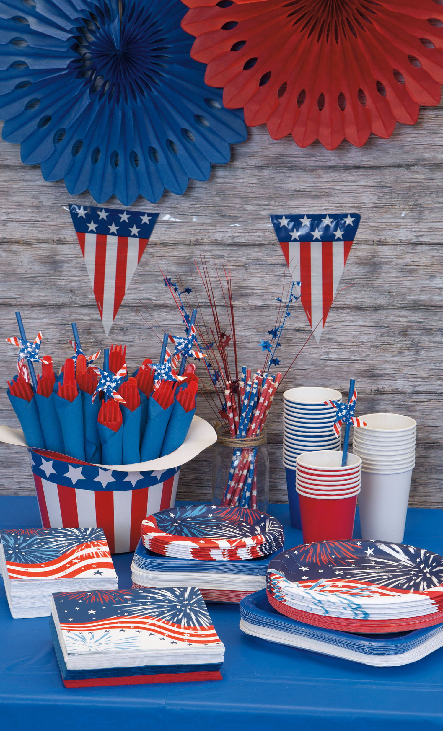 23cm Fireworks 4th of July Party Plates, 8ct