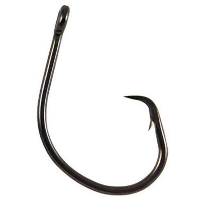 Eagle Claw Lazer Offshore Circle Heavy Wire Offset Hook, Platinum/Black Finish