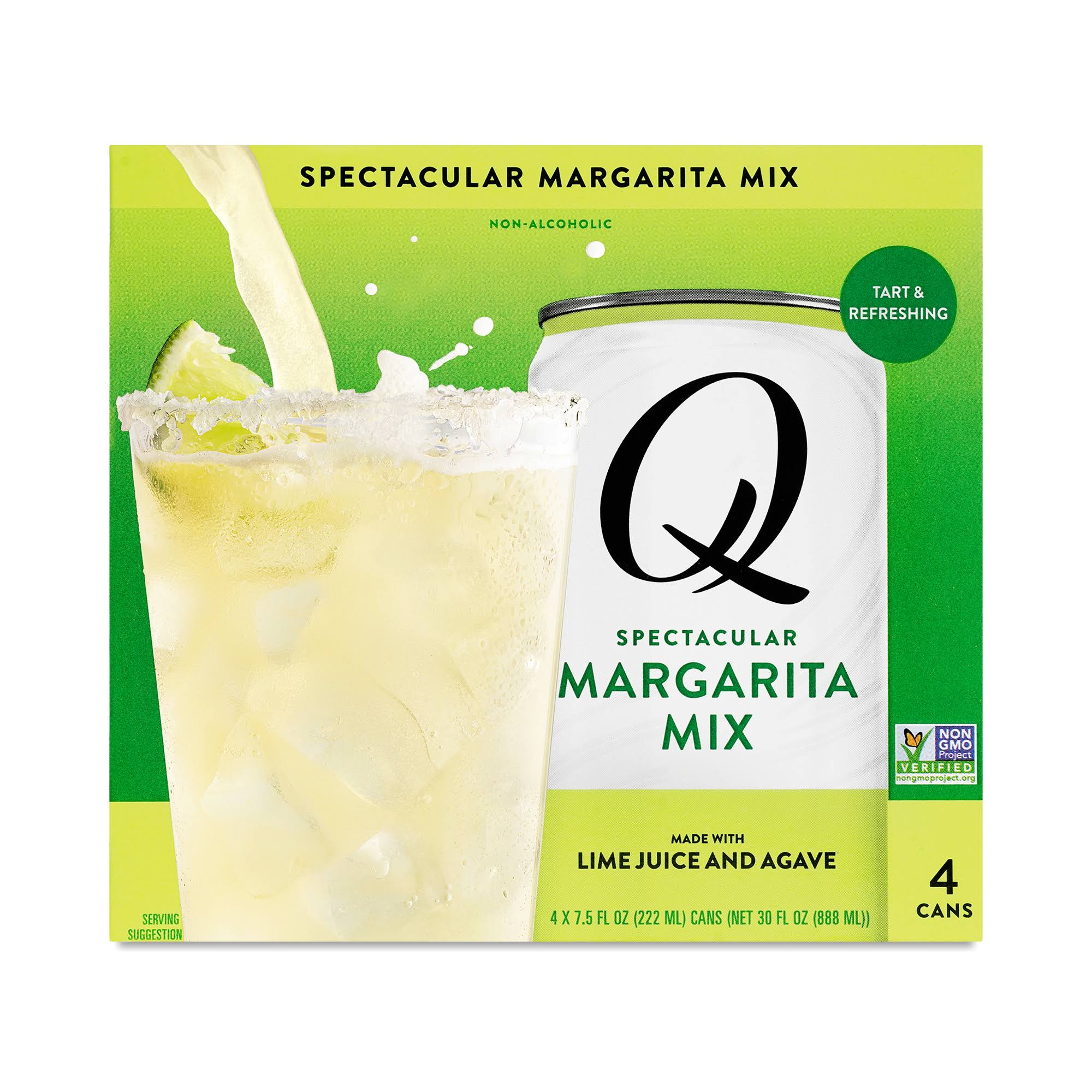 Q Margarita Mix, Spectacular, Lime Juice and Agave - 4 pack, 7.5 fl oz cans