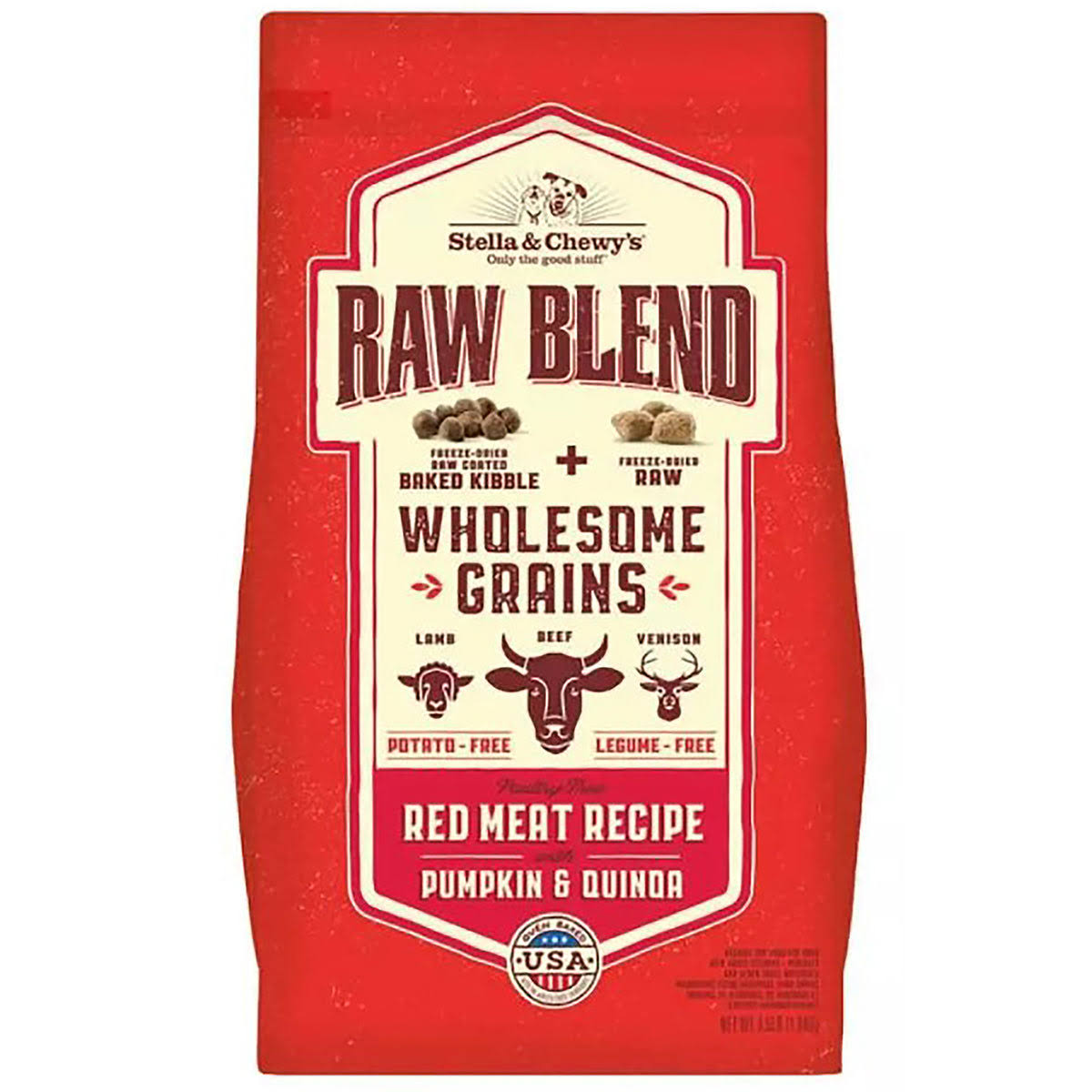 Stella & Chewy's Raw Blend Kibble with Wholesome Grains Red Meat Recipe Dry Dog Food - 22-lb