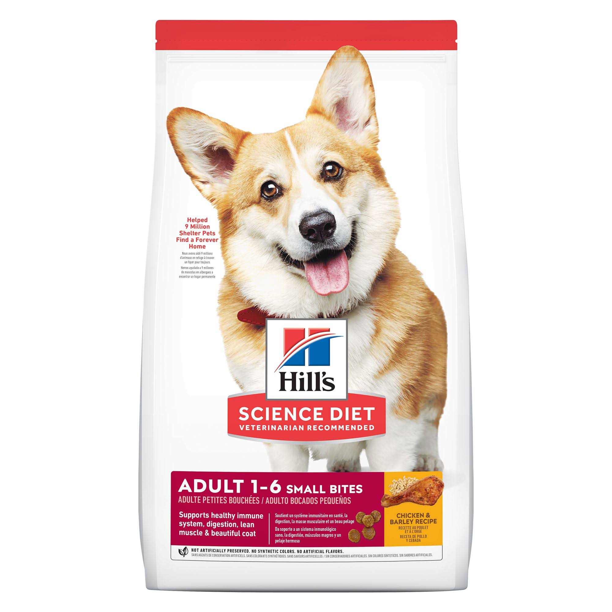 Hill's Science Diet Adult 1-6 Small Bites Chicken & Barley Recipe Premium Natural Dog Food