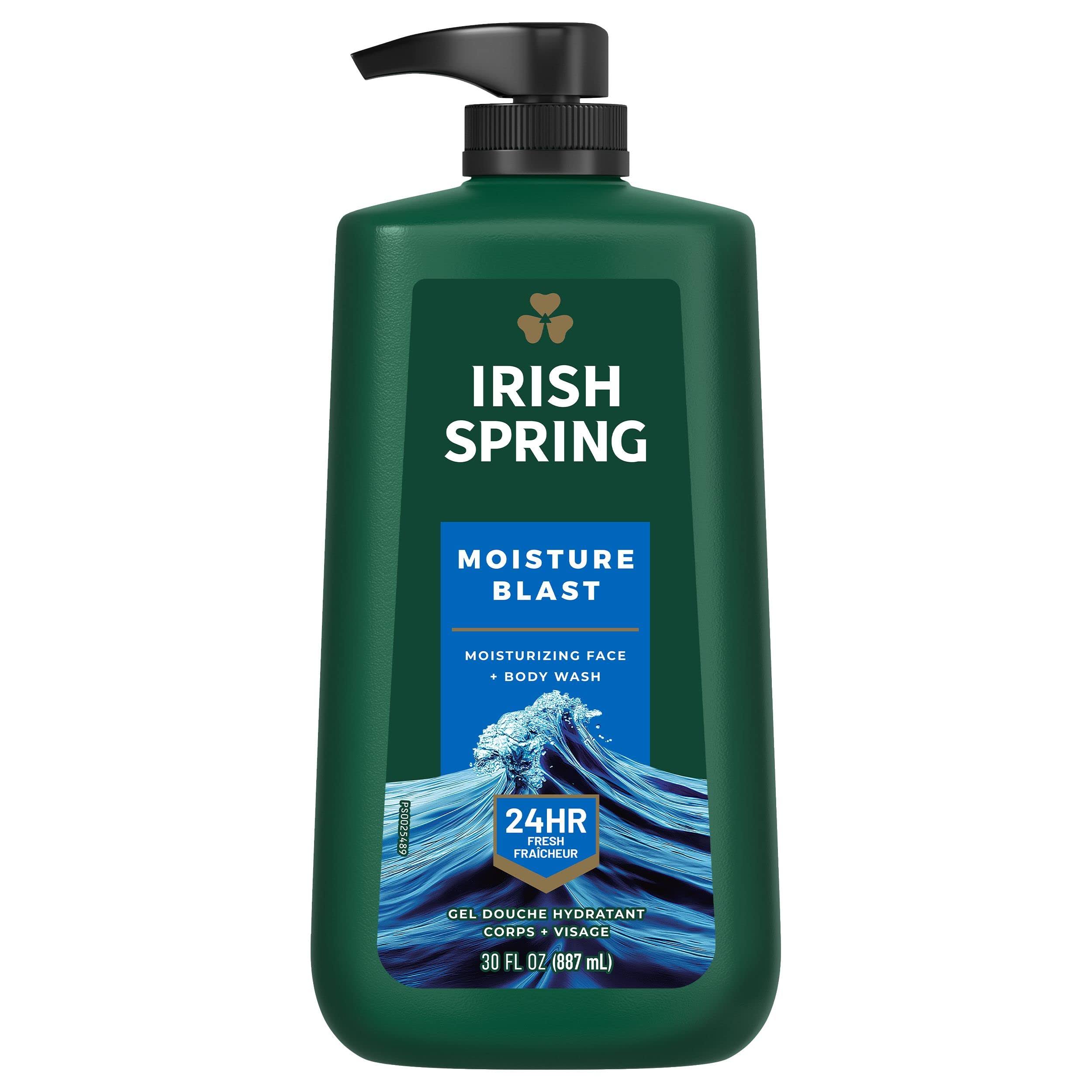 Irish Spring Body Wash for Men with Pump, Moisture Blast, 30 oz