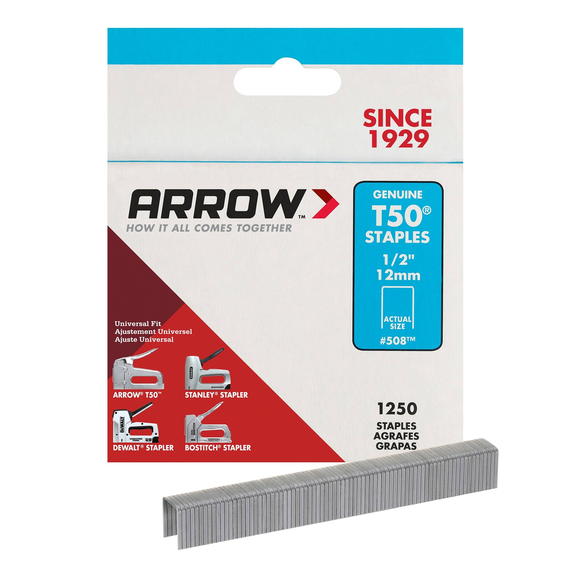 Arrow T50 Genuine Arrow Heavy Duty Staples - #508, 1/2" x 12mm